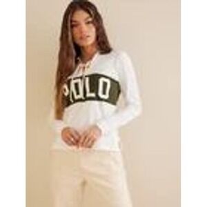 Polo Ralph Lauren Logo Lace Up Jersey Shirt Women's Large Collegiate Green White